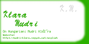 klara mudri business card